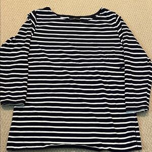 Nursing Queen Navy White Striped Long Sleeve Nursing Top Breastfeeding Tee Soft